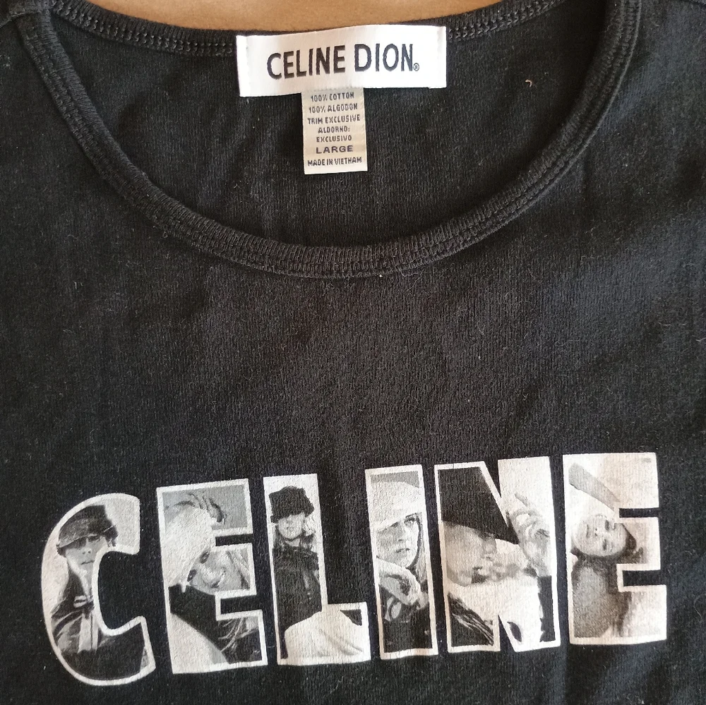 Celine Dion Women's Graphic T Shirt Black Large Runs Small  Short Sleeve - Picture 2 of 3